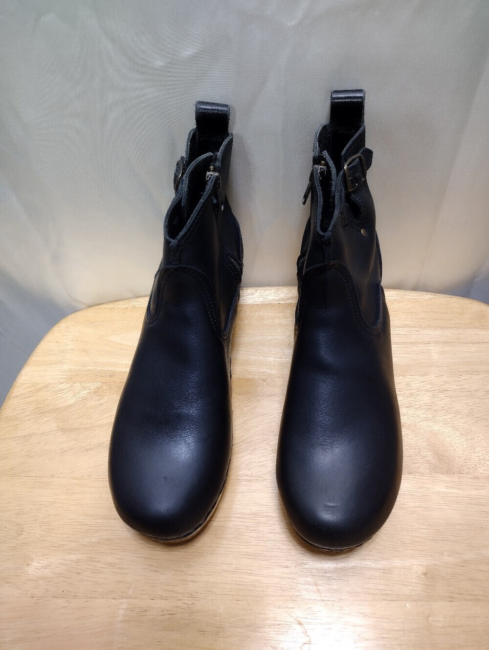 NO. 6 Leather Clog Buckle Boot on Mid Heel in Black SIze 42/11.5 US